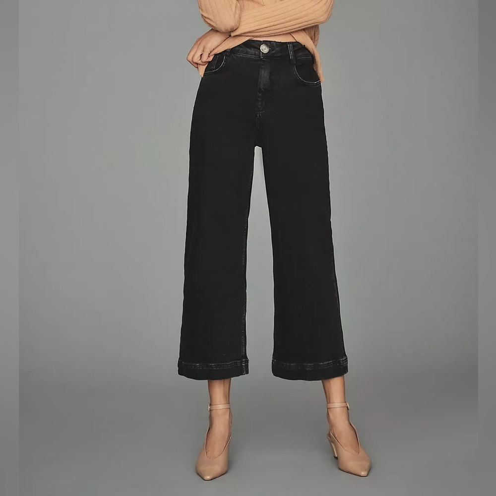 Anthropologie Pilcro The Skipper High-Rise Crop Wide-Leg Jeans Black 31